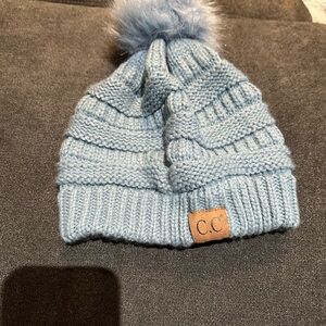 C.C Blue Knit Pom-Pom Hat